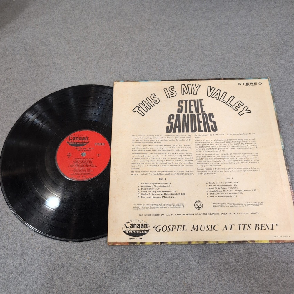 Steve Sanders This Is My Valley Vinyl LP Canaan Records CAS-9669 - Picture 2 of 2